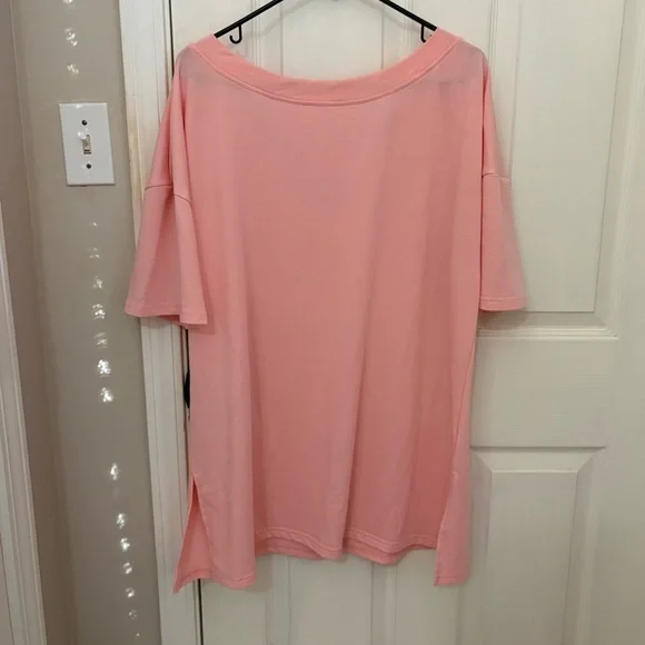 Ekouaer (Amazon) Oversized Tee and Biker Shorts Loungewear Set in Orange Pink - Picture 10 of 13